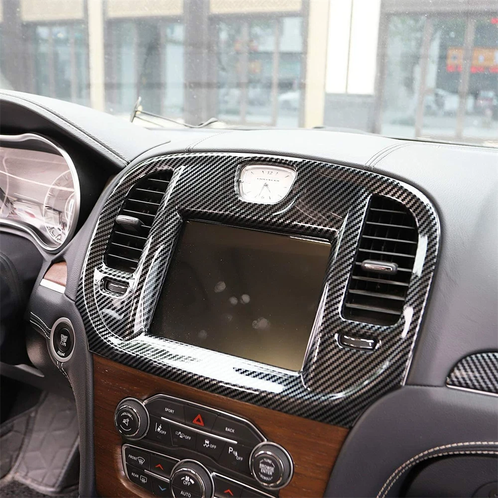Carbon Fiber Look Central Control Navi Screen Trim for Chrysler 300 (2015–2023)