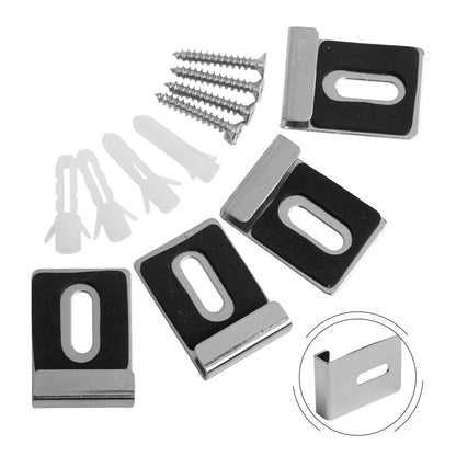 Set of 4 Wall Mount Mirror Clips for Heavy Mirrors and Glass