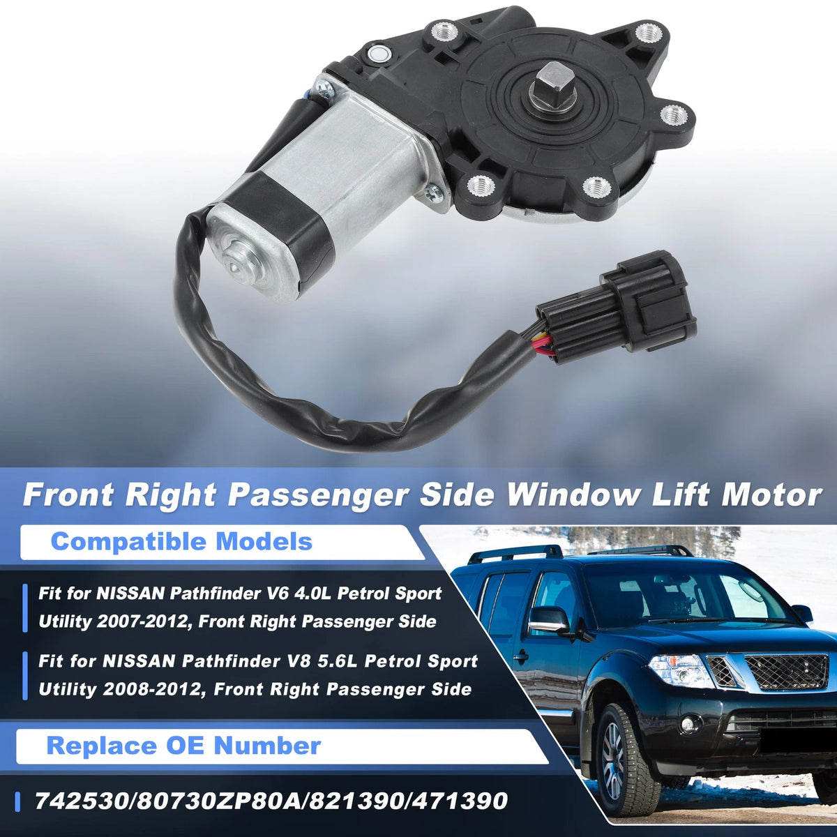 Front Right Power Window Motor 80730ZP80A for Nissan Pathfinder (2007–2012)