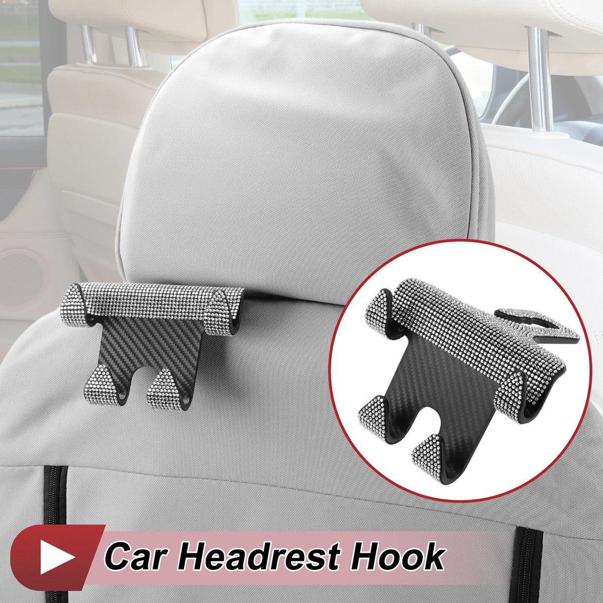 1 Pcs Universal Car Seat Headrest Hook for Purses and Bags (4.33"x4.53")