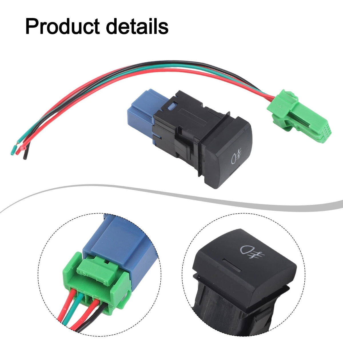 Black Color Fitment Steering Sheel Fan Heating Rearview Switch Button