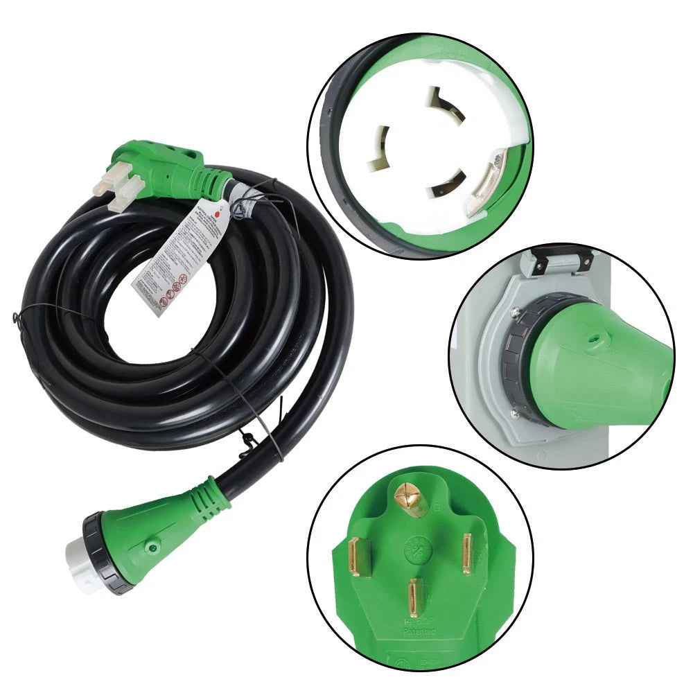 Generator Cord Power Inlet Box Waterproof Combo Kit (25ft, 50A)