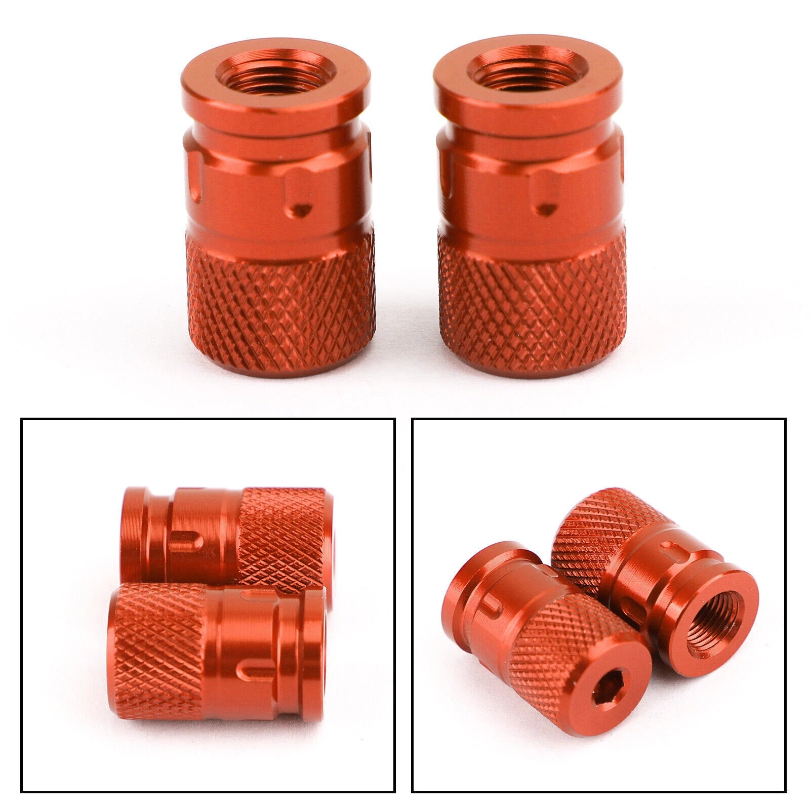 2X CNC Orange Anti-Theft Tire Valve Stem Caps for Car Truck Bike Motorcycle T9