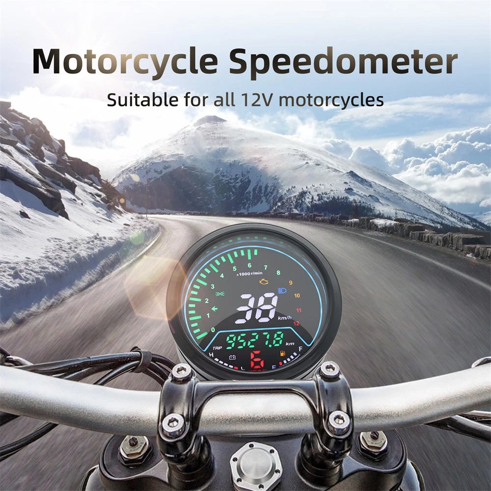 12V LCD Digital Speedometer Odometer Tachometer Gauge for Motorcycle