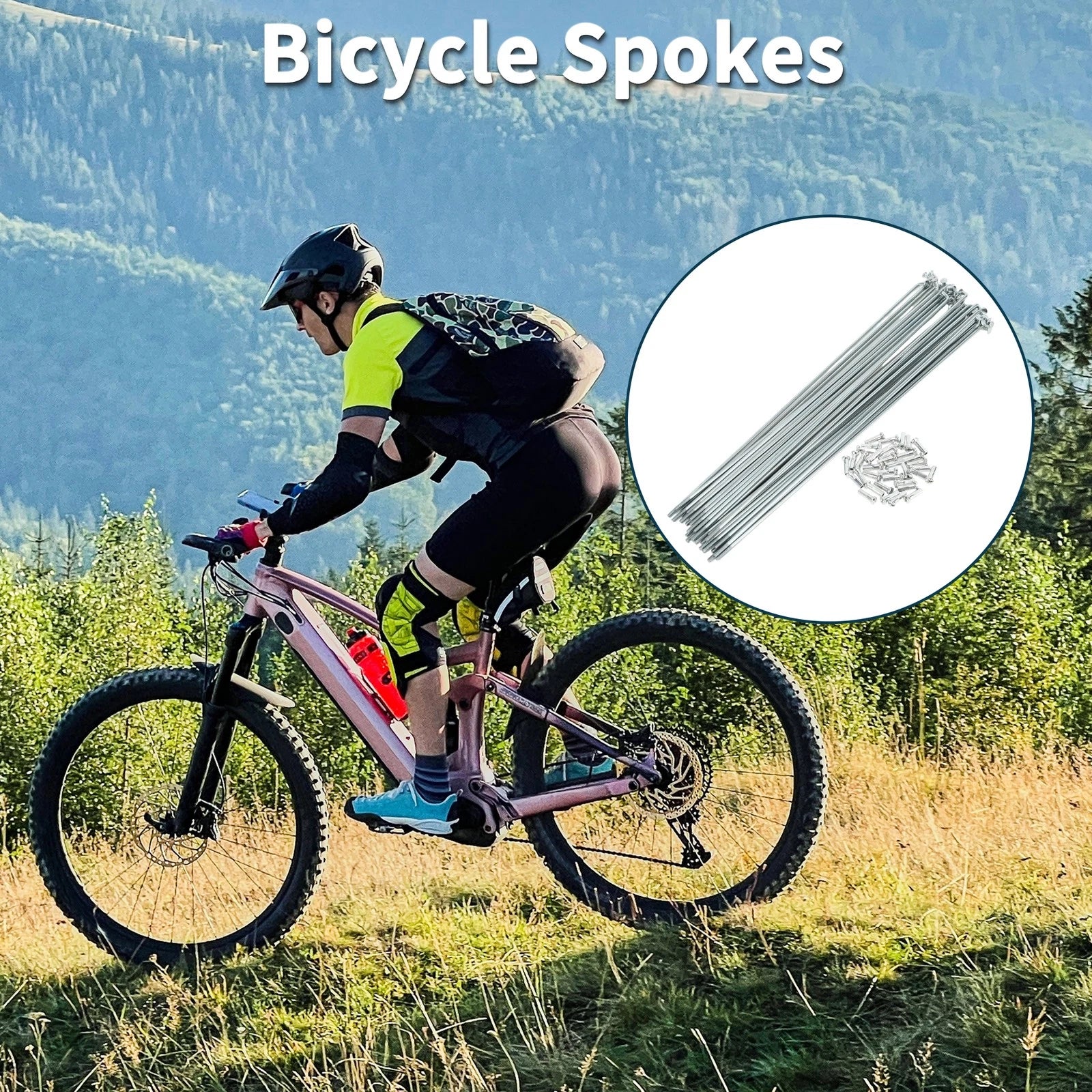 Bicycle Spoke Nipples Set 195mm Galvanized Steel for Universal Use (Universal)