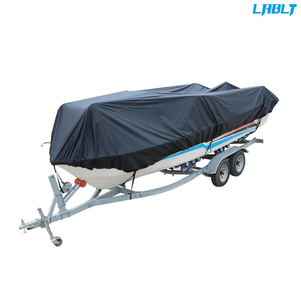 Boat Cover for 17-19ft V-Hull Runabouts (Trailerable, Black)