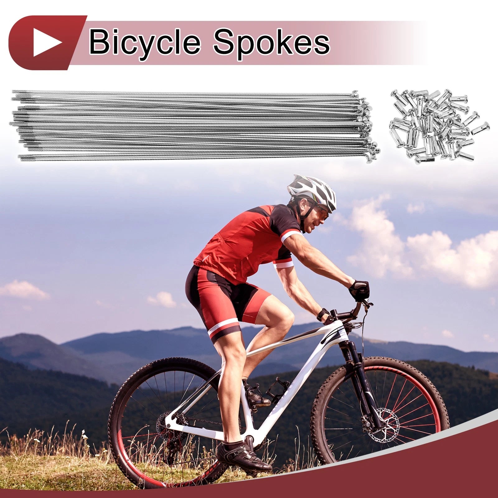 Bicycle Wheel Spokes Set Carbon Steel 245mm for 13G (Silver Tone)