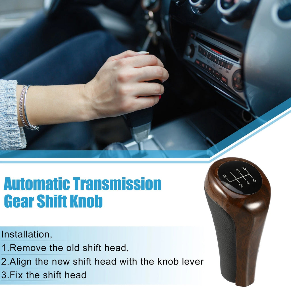 Gear Shift Knob 6 Speed Replacement for BMW Black Red Wood Pattern (2012–2025)