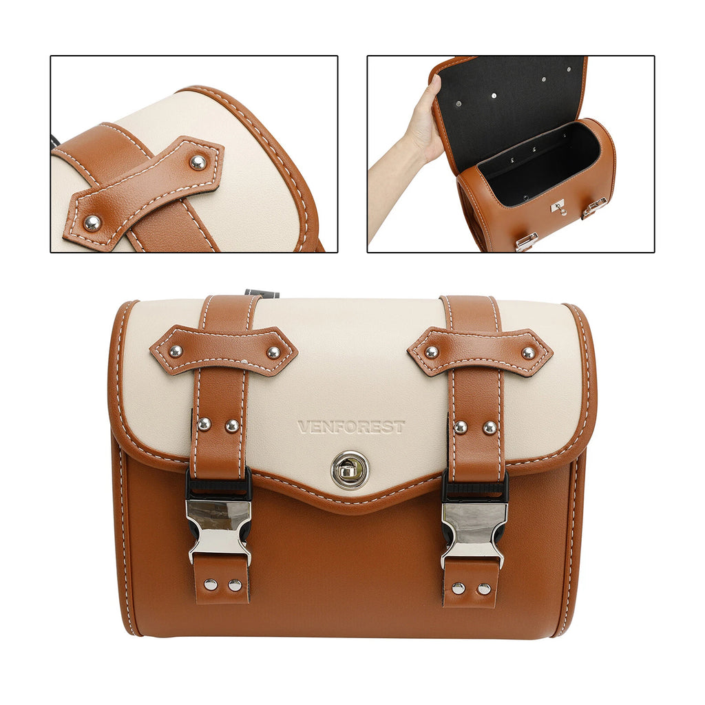 Side Saddlebag Tool Bag for Motorbike (Color Matching, Brown)
