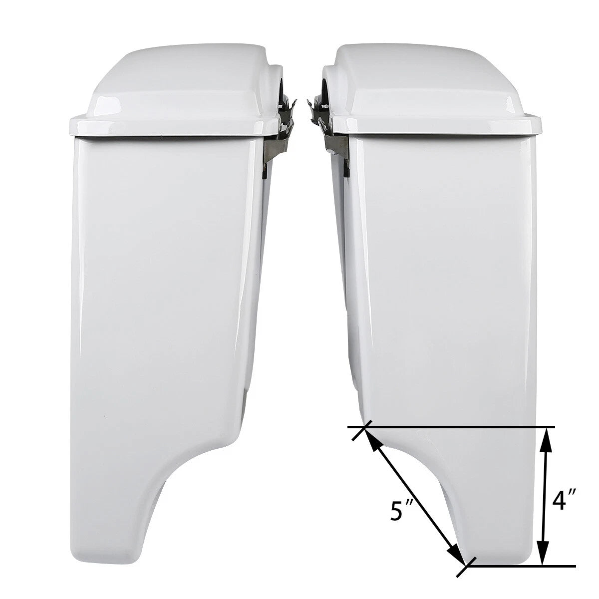 5" White Stretched Extended Hard Saddlebags for Harley Touring (1993–2013)