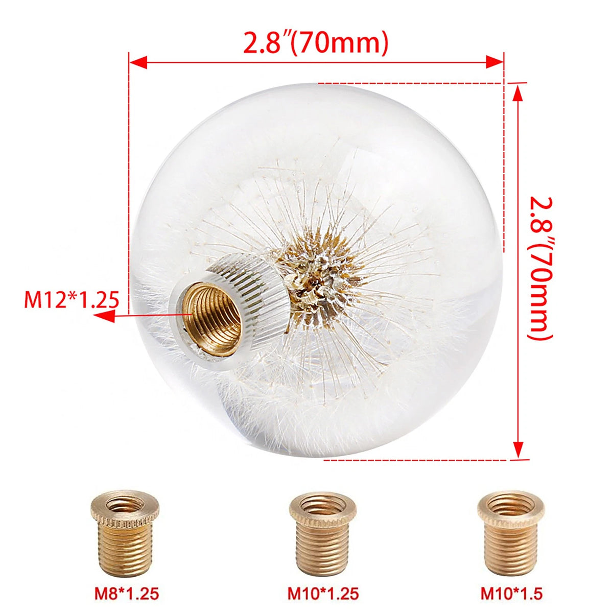 Universal Manual Gear Shift Knob Round Ball Crystal Flower Replacement