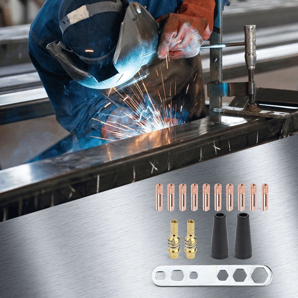 15PCS Contact Tips Kit for MIG Welding (0.6mm Nozzles, Wrench)
