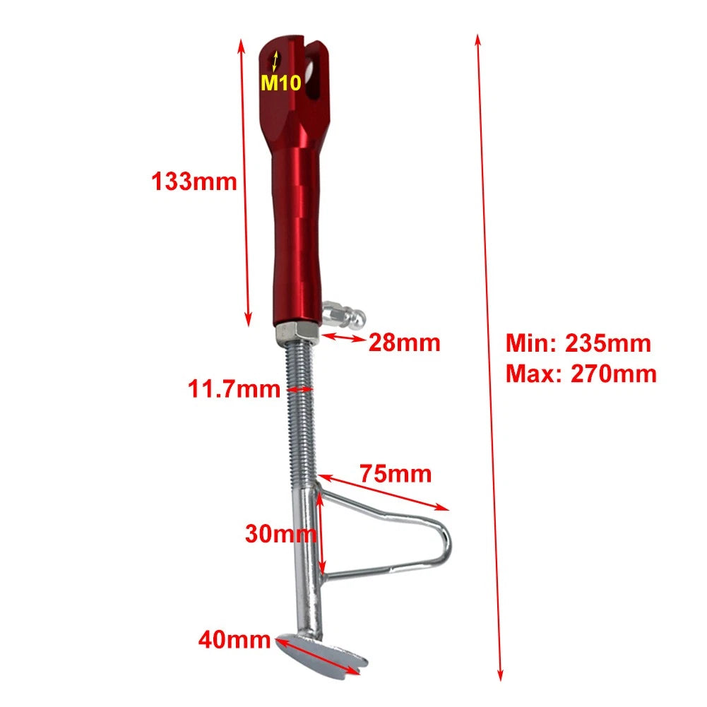Adjustable Foot Side Stand Support Leg Kickstand for Motorcycle (Silver)