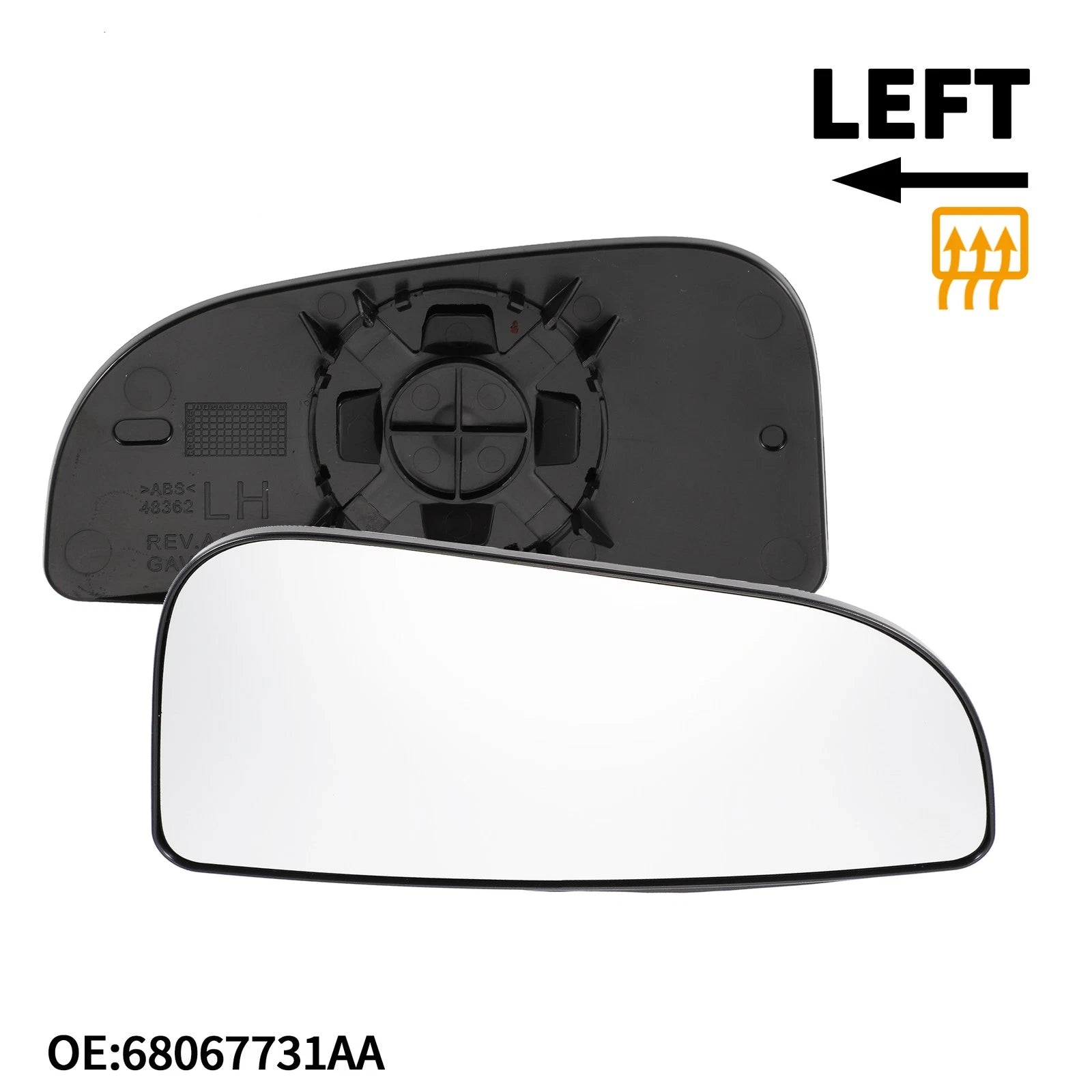 Left Mirror Glass Non Heated Replacement for Dodge Ram 1500 (2013–2024)