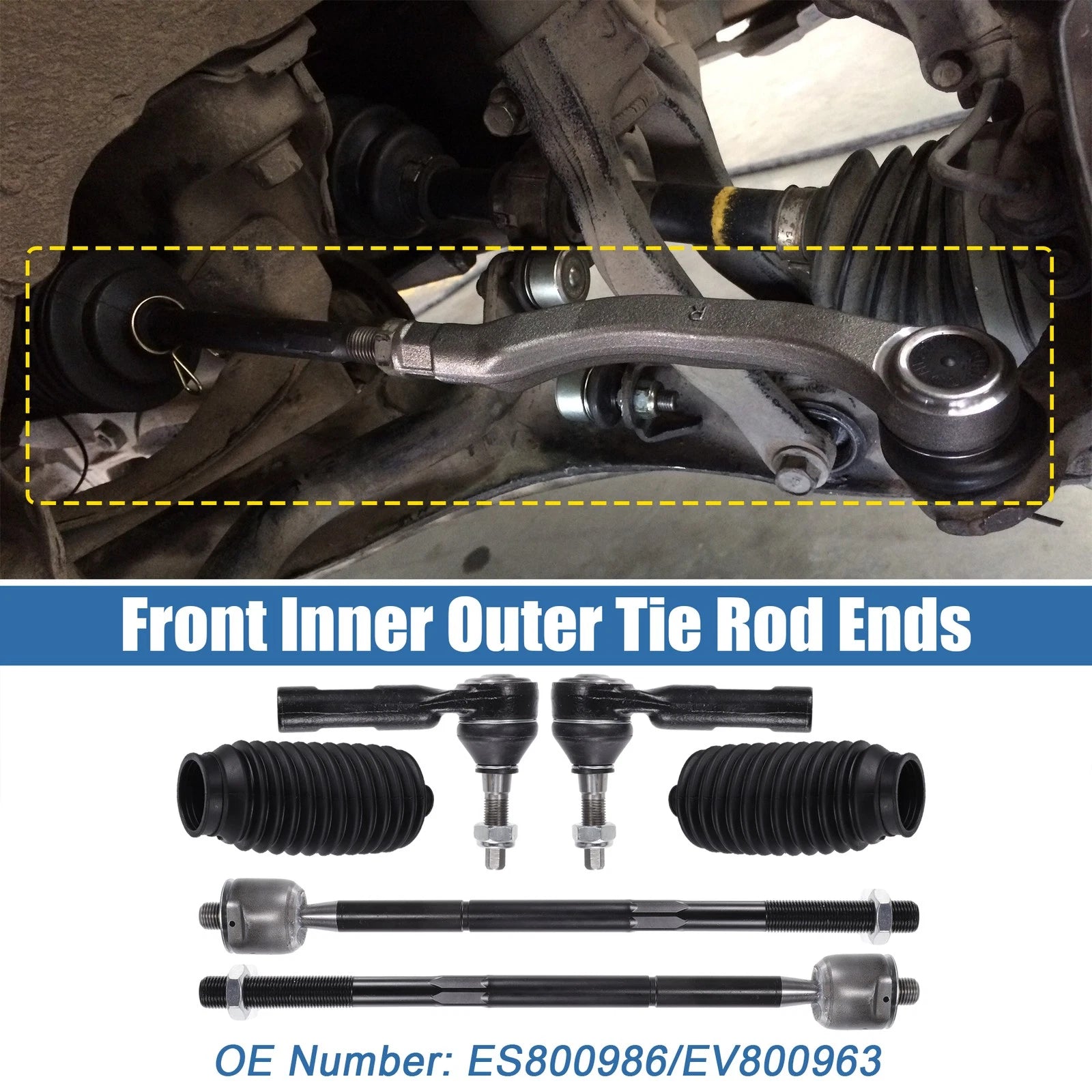 6pcs Front Inner Outer Tie Rod End Links for Chrysler 300 (2011–2021)