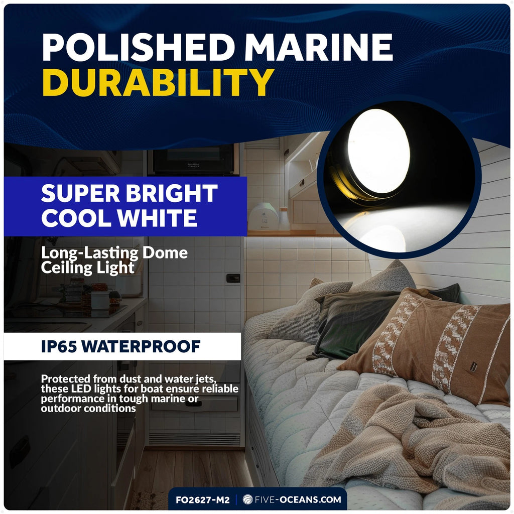 2X Marine LED Interior Dome Light for Boat (6")