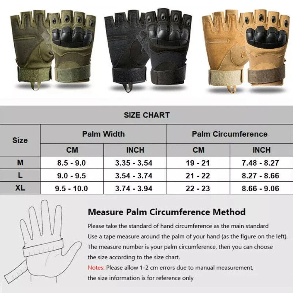 Traveling Camping Gloves for Motorcycle (Fingerless, Knuckle Protection)