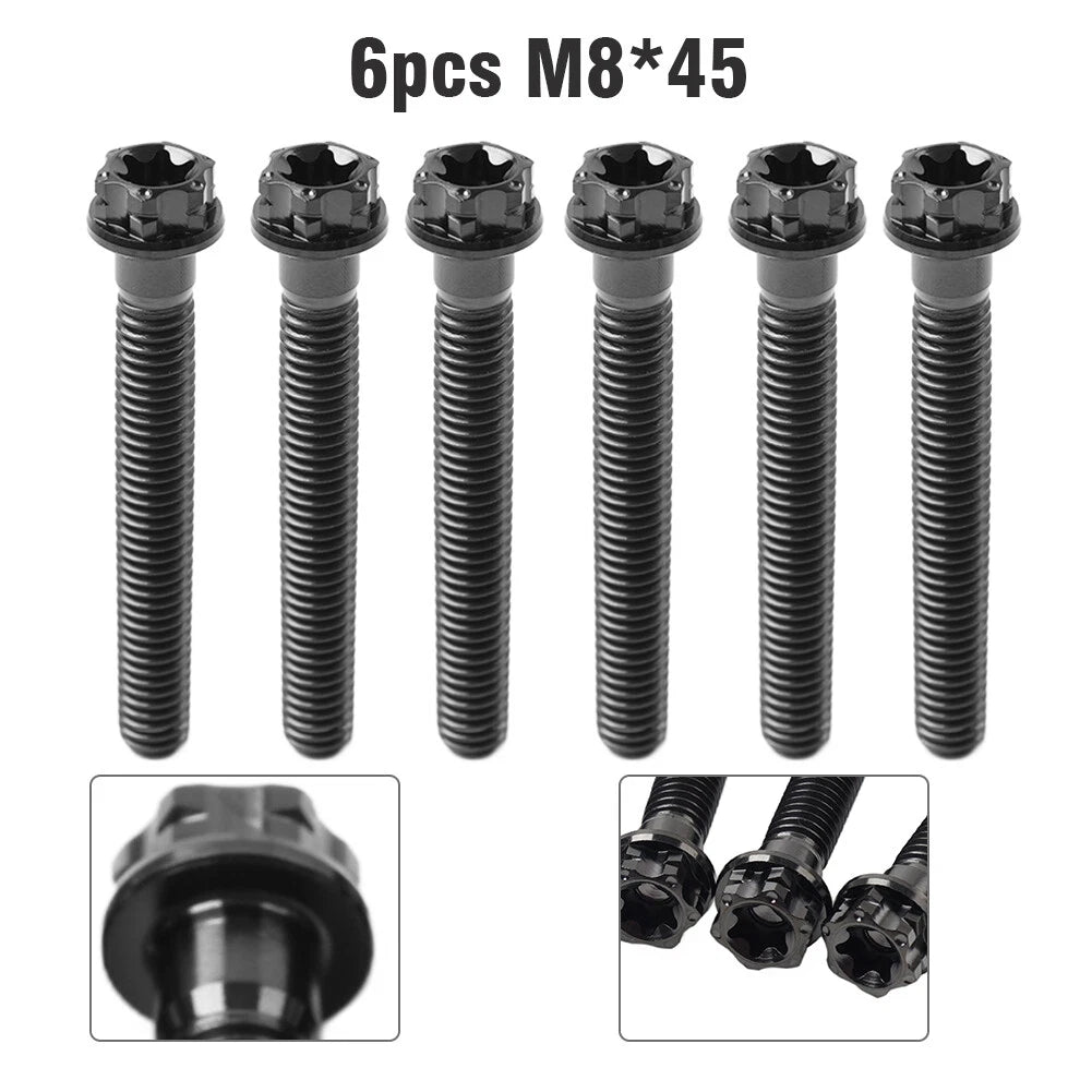 6X M8x45mm Titanium Torx Head Flange Screws for Motorcycle