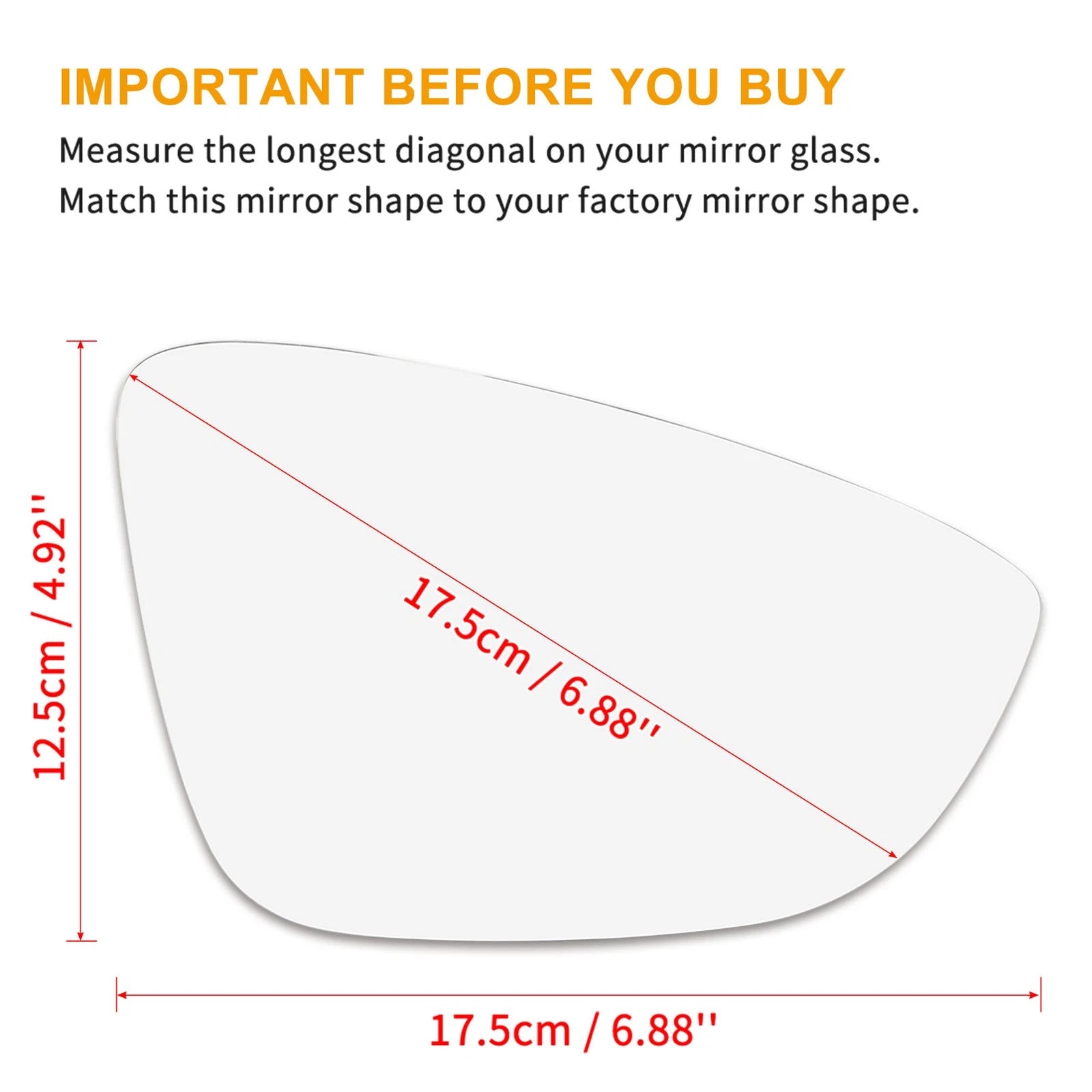 Heated Passenger Side Mirror Glass with Backing Plate for Volkswagen CC Eos (2009–2017)