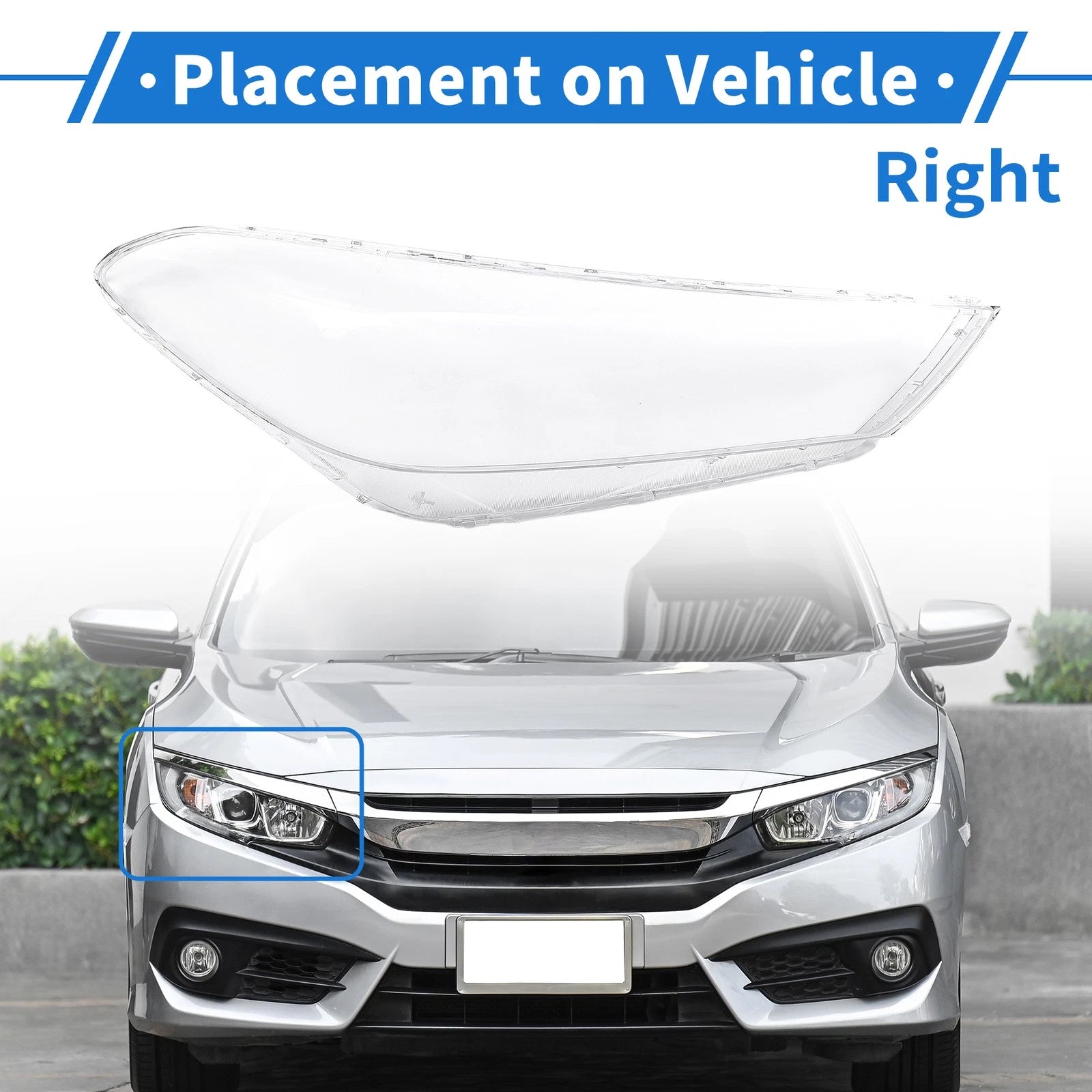Headlight Lens Cover Front Right for Hyundai Tucson (2015–2018) PC Clear