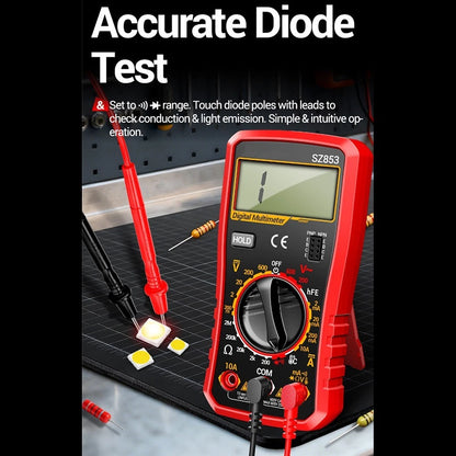 SZ853 Digital Display Multimeter with Continuity Buzzer and Diode Test Mode