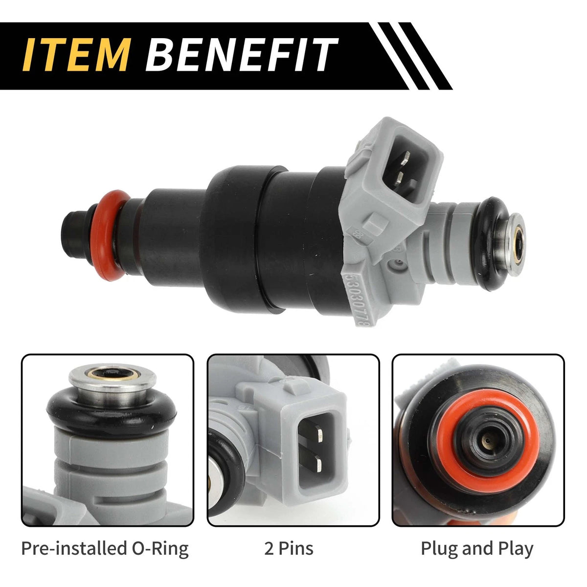 Fuel Injector for Dodge Ram 1500 (1996–1999) No. 53030778, 1 Hole, Black