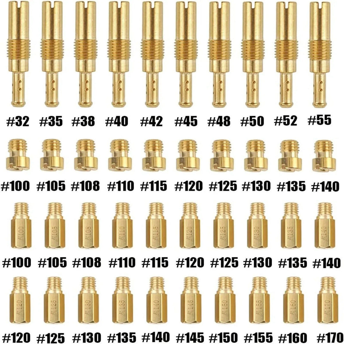 30Pcs Carburetor Main Jets & 10 Slow Jets Pilot Jet Kit for PWK Keihin