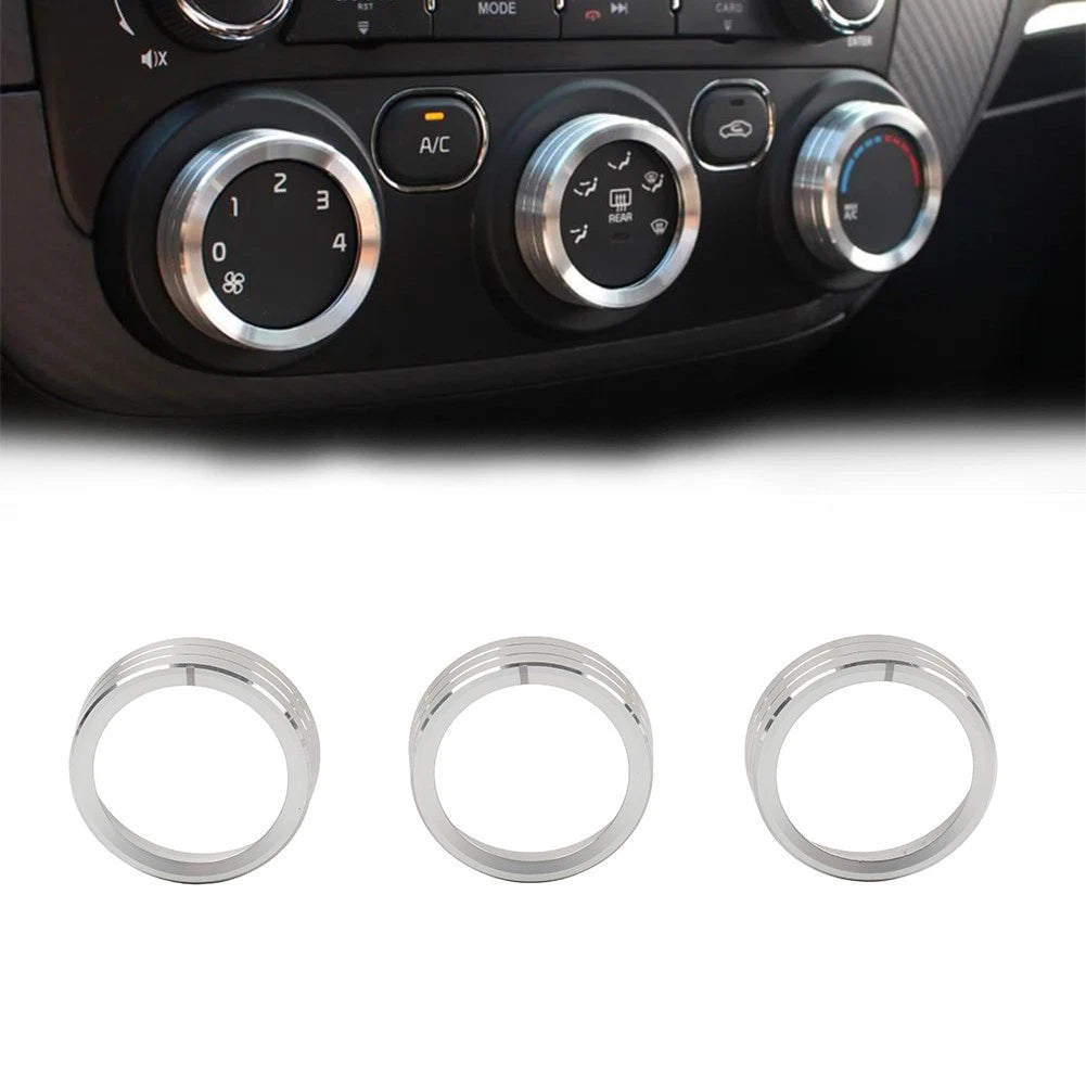 3pcs Silver Center AC Switch Control Knob Ring for Kia Cerato K3 Forte (2017–2018)