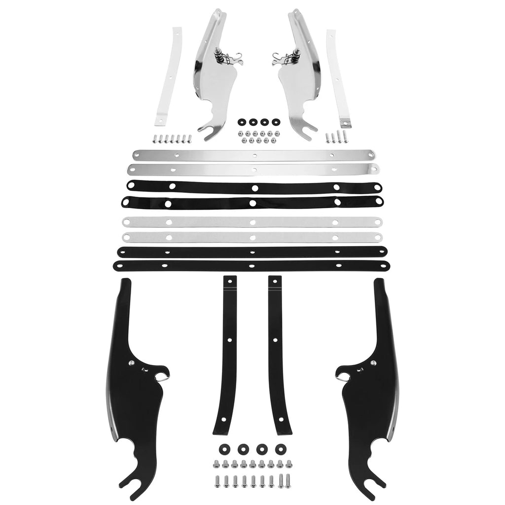 Chrome/Black Windshield Mount Bracket for Harley Softail Fatboy (2000–2017)
