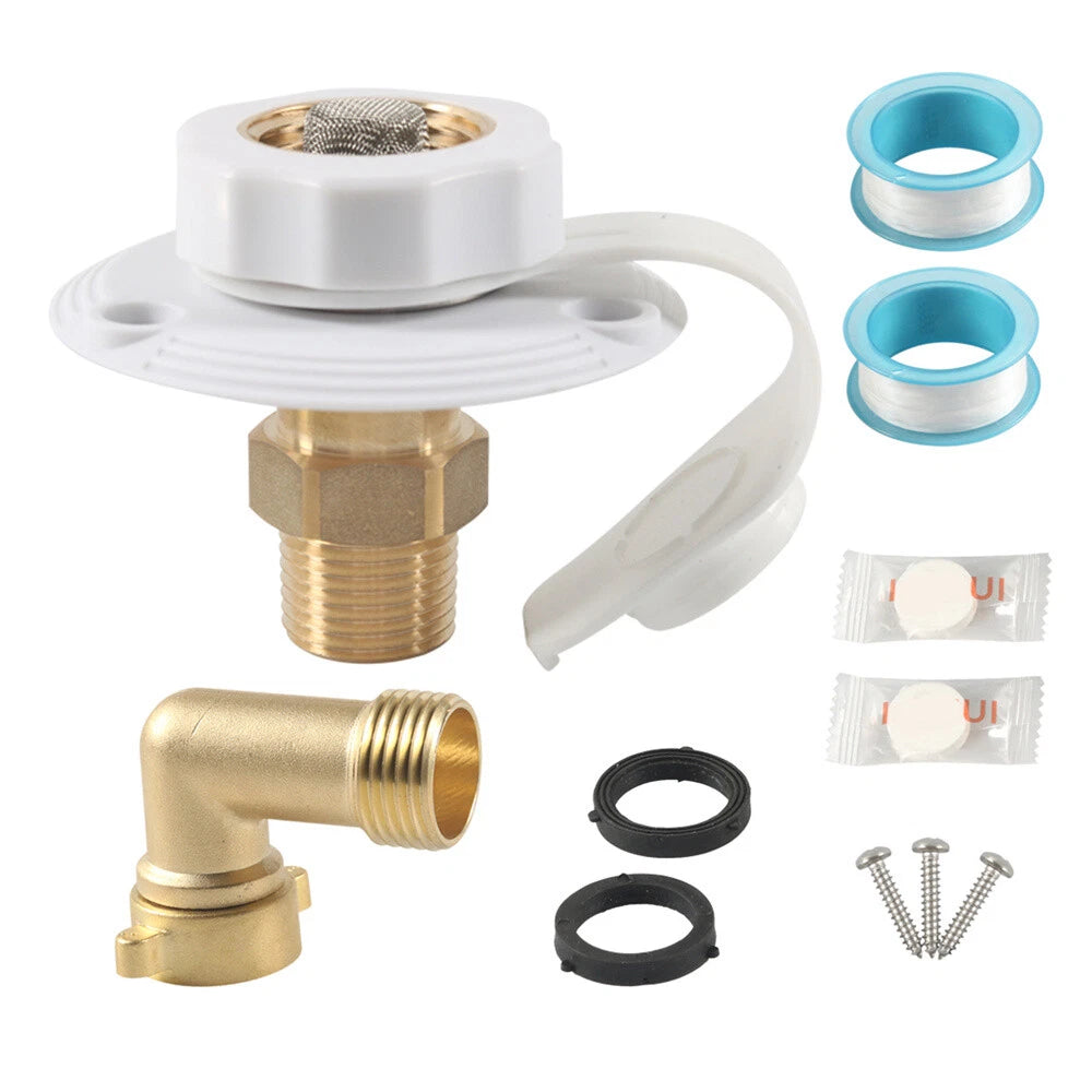 White Water Fill Inlet Flange Brass with Check Valve for RV Camper