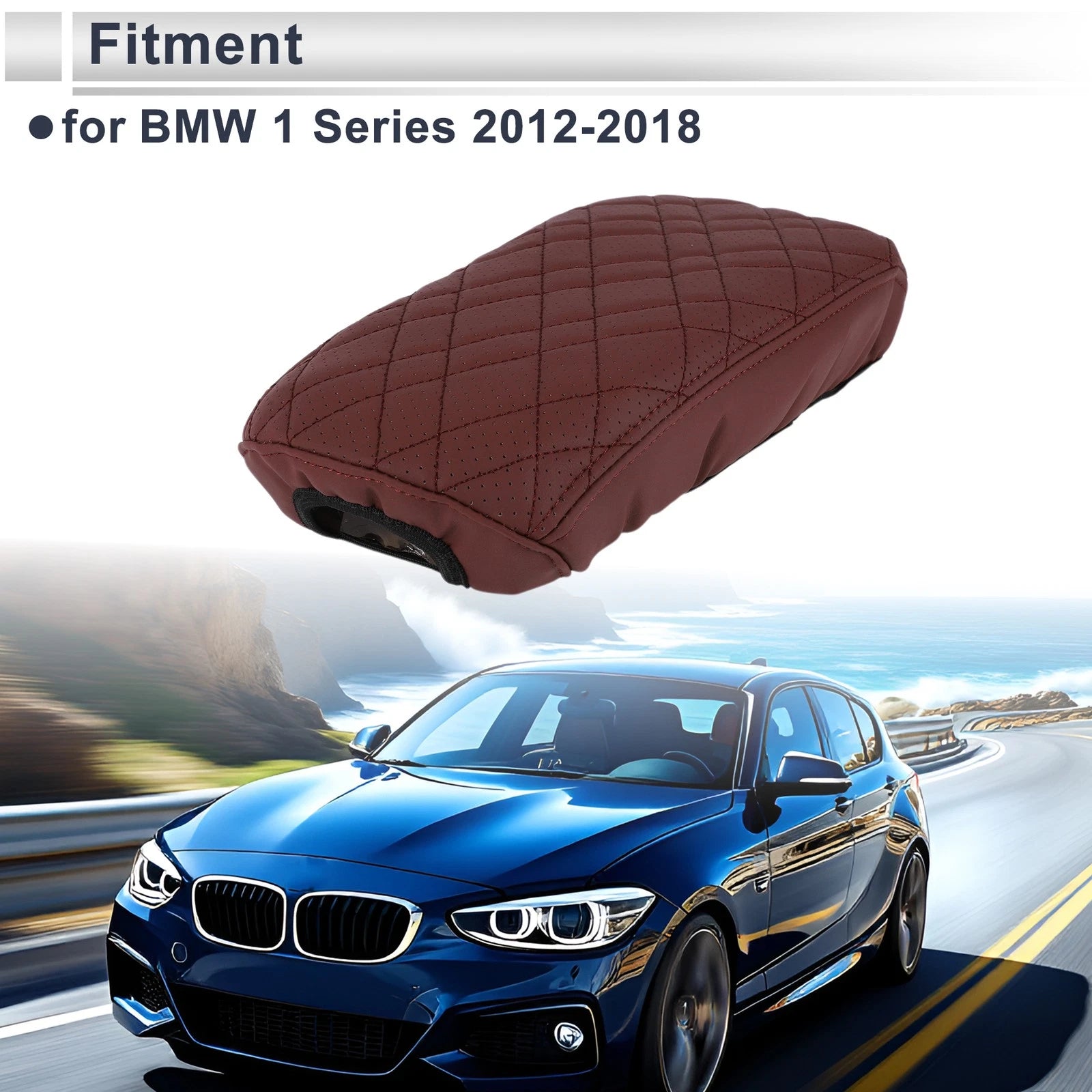 Car Center Console Cover Replacement for BMW 1 Series (2012–2018) Wine Red