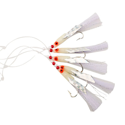 Set of 5 Bait Jigs Fishing 0.5mm/80mm Supporting String 3/0#
