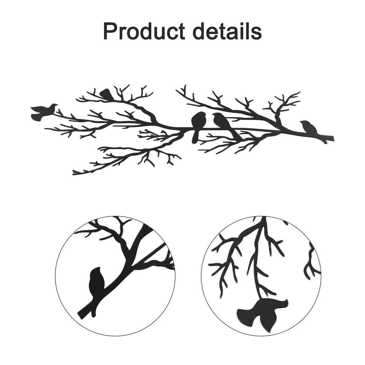 Metal Bird and Branch Wall Art for Living Space