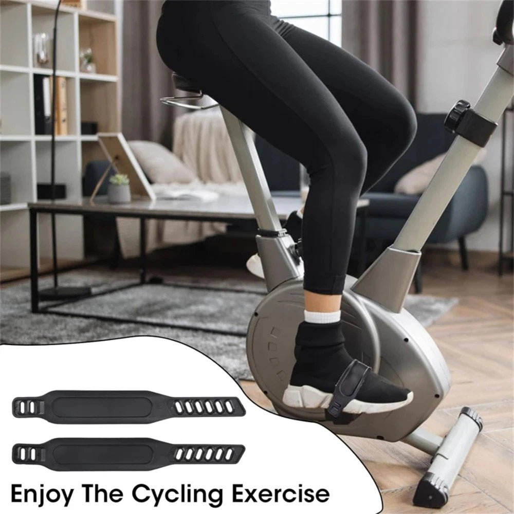 2 Pairs Adjustable Bicycle Pedal Straps for Exercise Bike