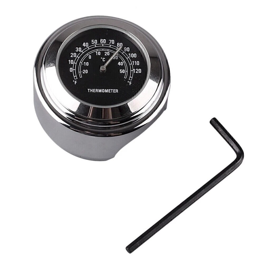 7/8" Motorcycle Handlebar Clock Thermometer Chrome Mount for UK Models