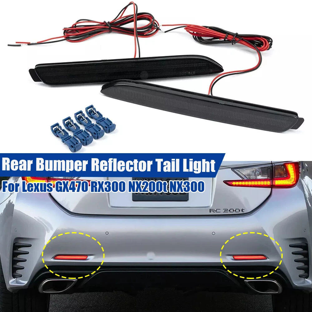 Smoked LED Rear Bumper Reflector Tail Light for Lexus GX470 RX300 NX200t NX300