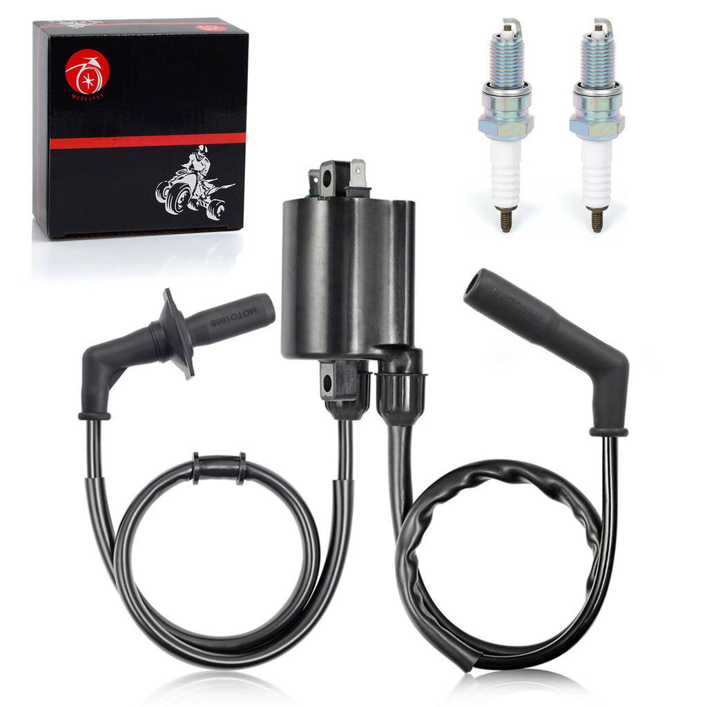 Set of 2 Ignition Coils & Spark Plugs for Honda Shadow 1100 VT1100 (1987–2007)
