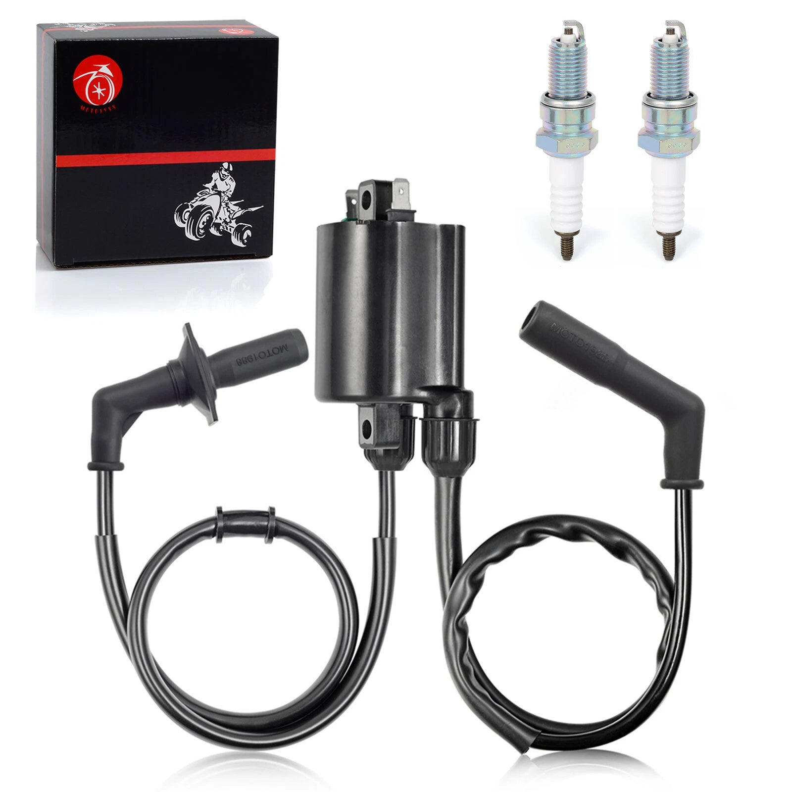 Set of 2 Ignition Coils & Spark Plugs for Honda Shadow 1100 VT1100 (1987–2007)