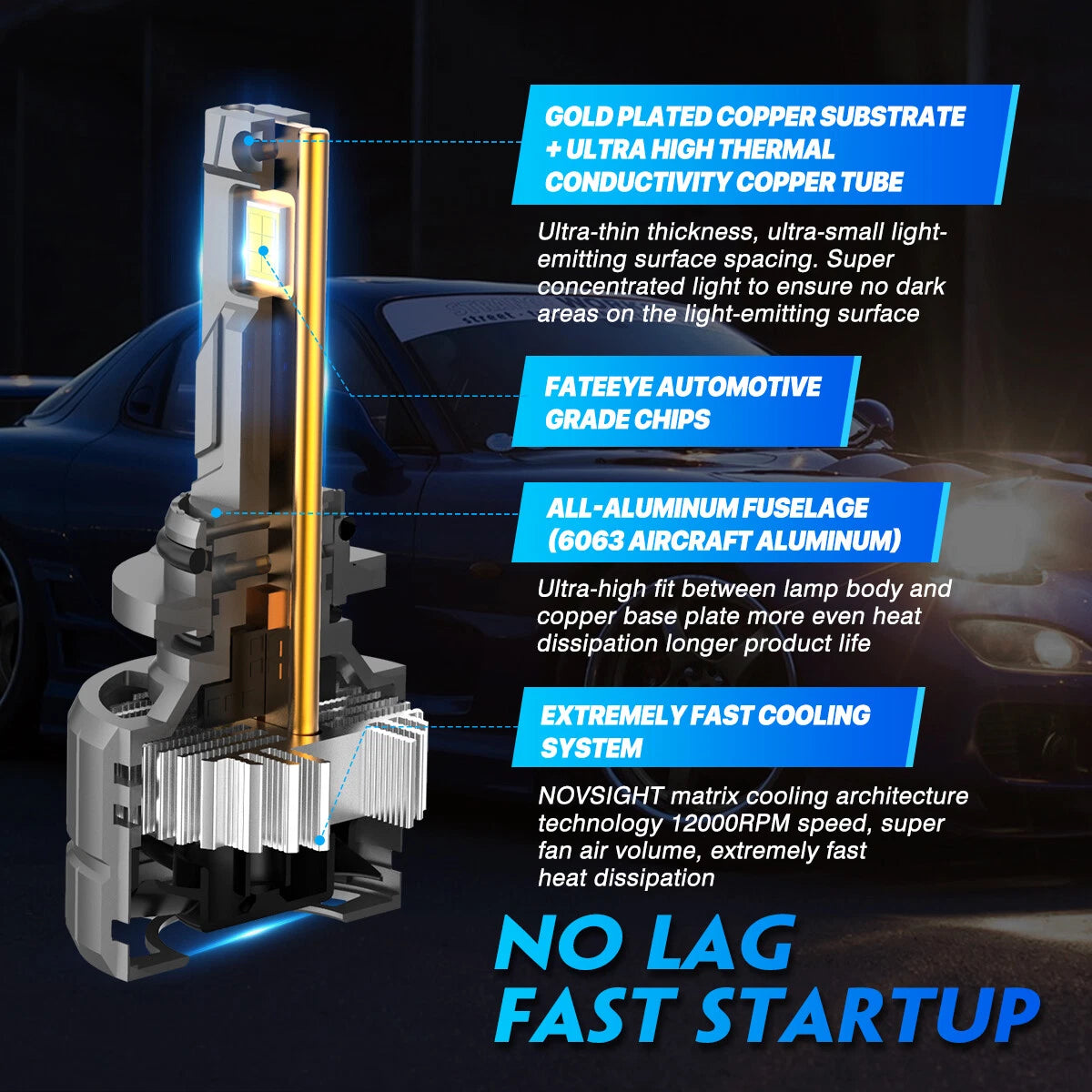 4X H11 9005 Combo LED Headlight Bulbs for