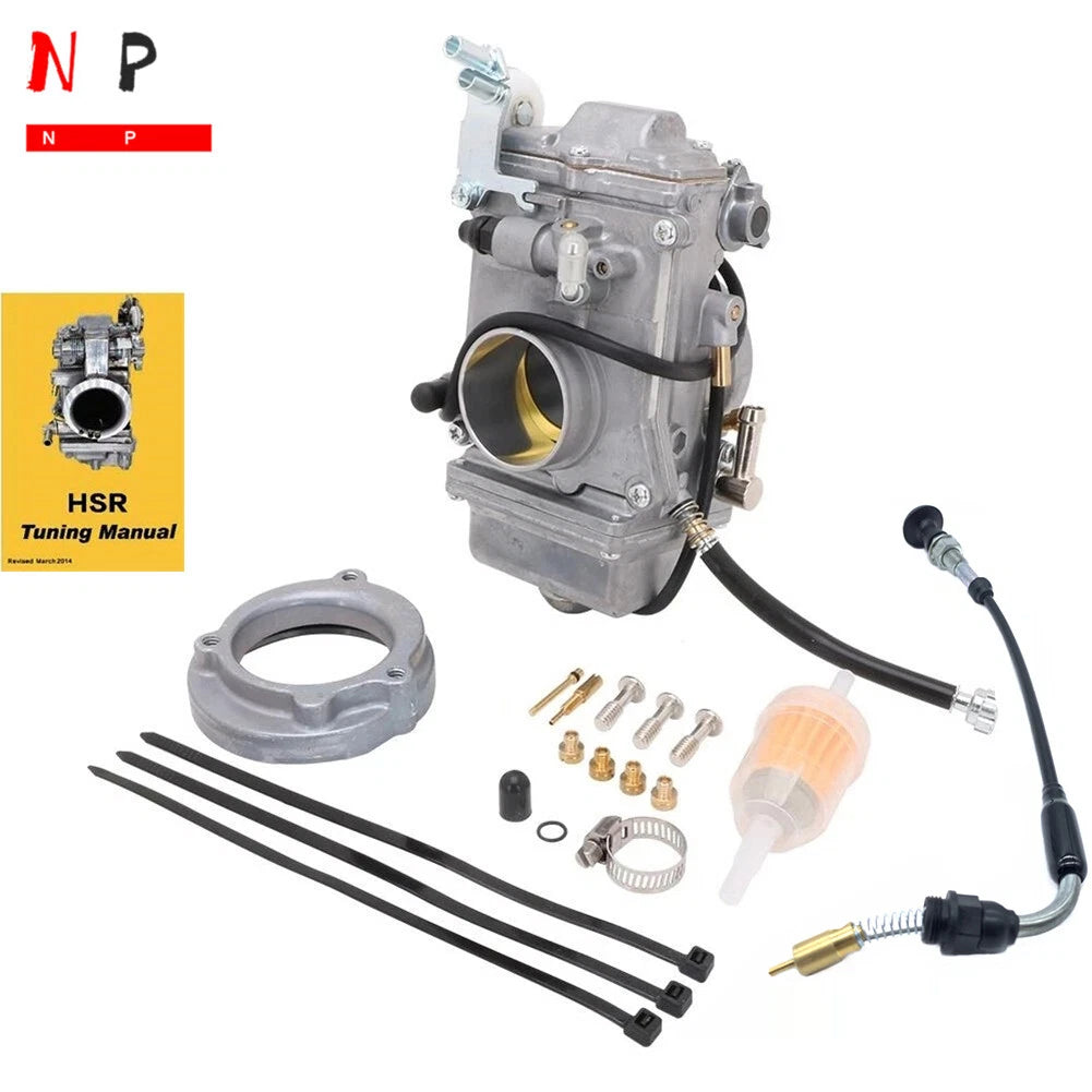 Carburetor + Choke Cable for Harley Evo Evolution Twin Cam (Mikuni HSR42mm TM42-6)