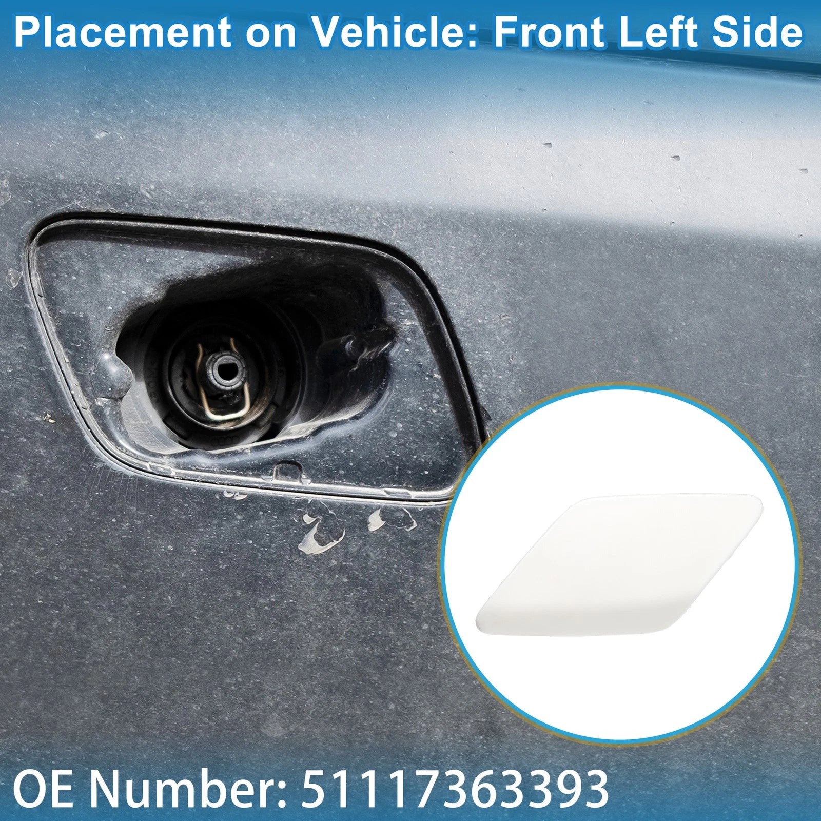 Front Left Washer Nozzle Cover Cap Replacement for BMW 428i (2014–2016)
