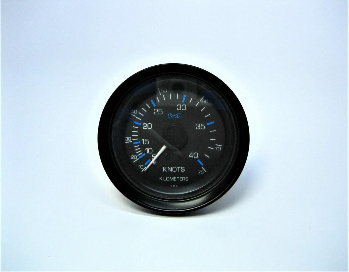 3-3/4" Black Face Bezel 0-40 Knots Gauge + Bracket for Medallion (N/A)