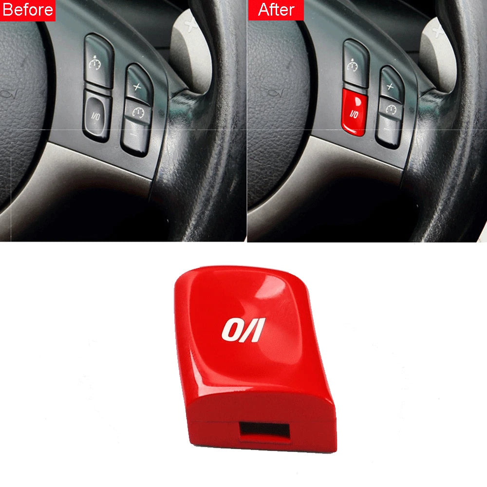Red Steering Wheel IO Switch Button Cover For BMW M3 E46 1998-2004 Movement Mode