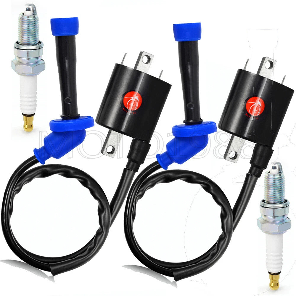 Set of 2 Ignition Coils & Spark Plugs for Yamaha V Star 650 (1998–2016)