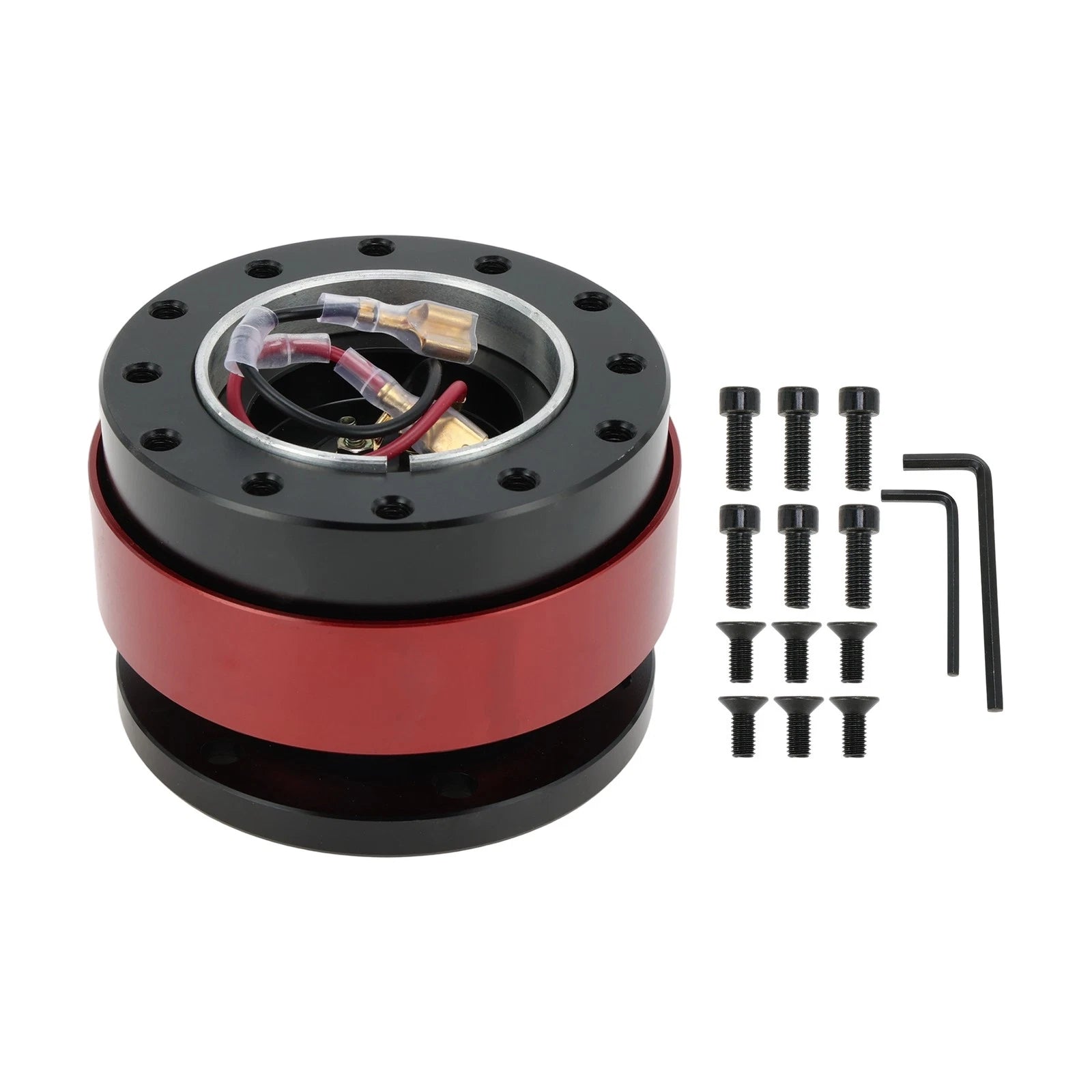 Steering Wheel Quick Release Hub Adapter for - 12 Hole, Black Red