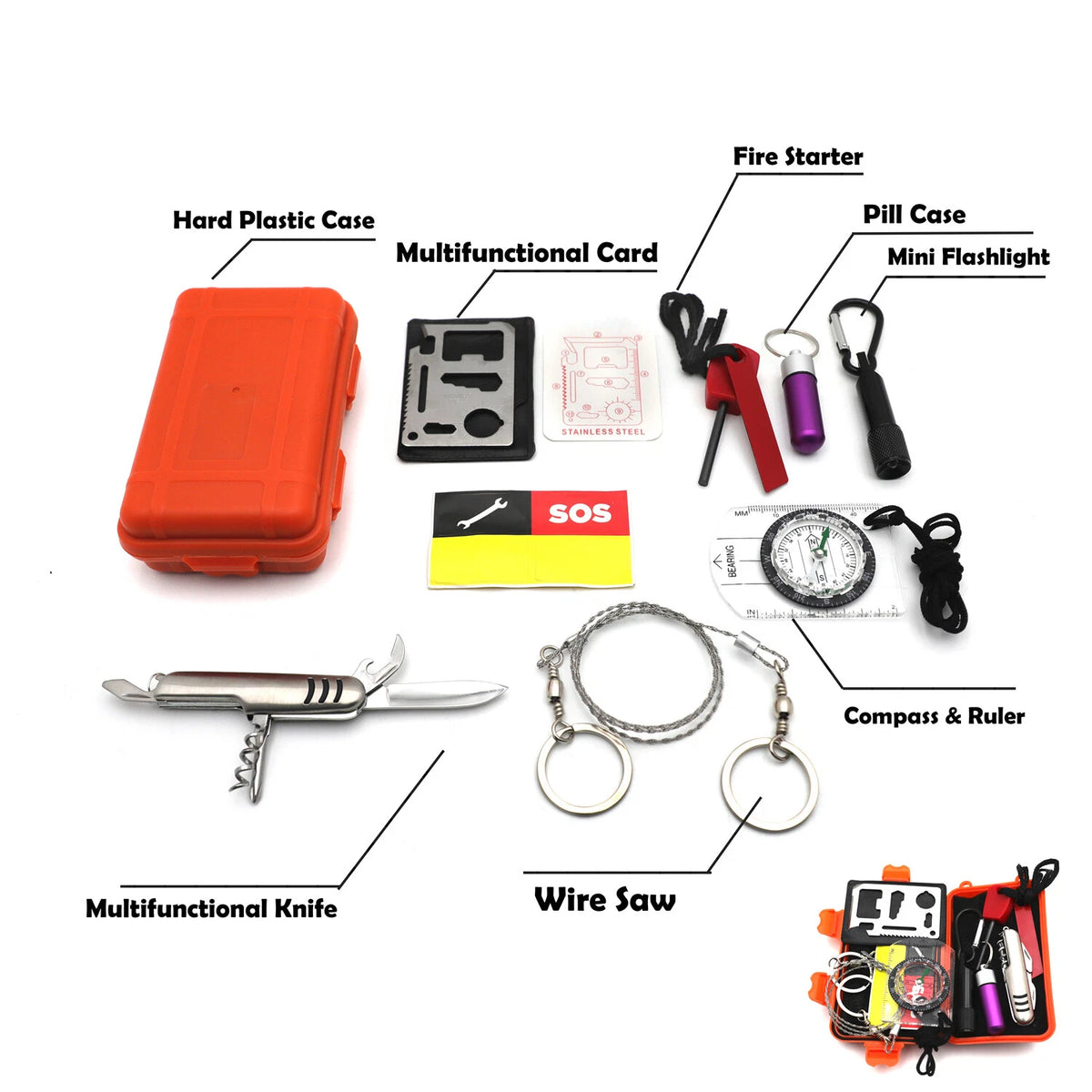 Emergency Gear Tools Box for Outdoor Sport Camping Hiking Survival Kit