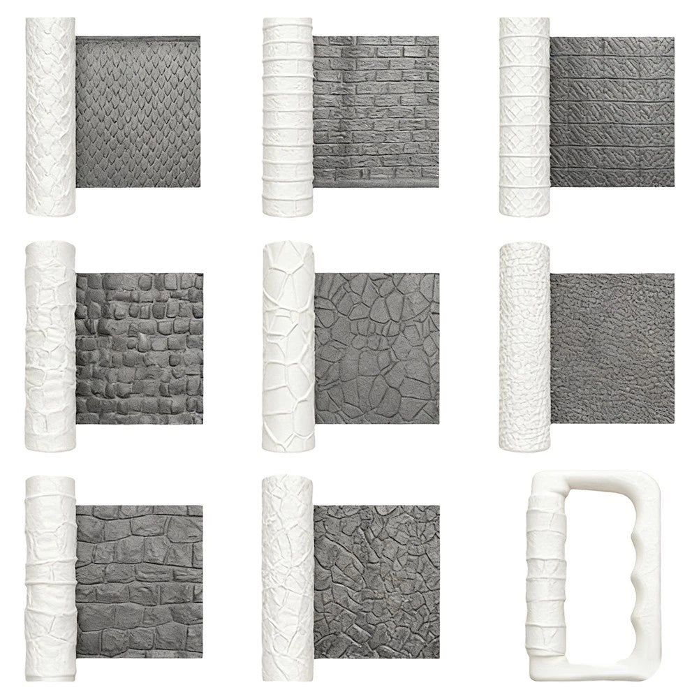 9-Piece Texture Roller Kit for DIY Clay Projects and Miniature Design