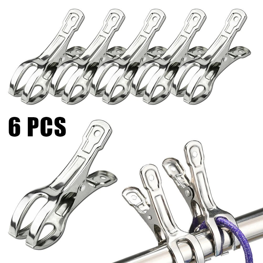 6X Stainless-Steel Heavy Duty Beach Towel Clips
