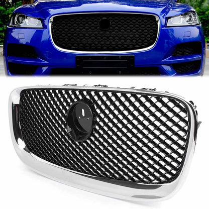 Front Upper Bumper Radiator Grille Grill Chrome for Jaguar XF (2012–2015)