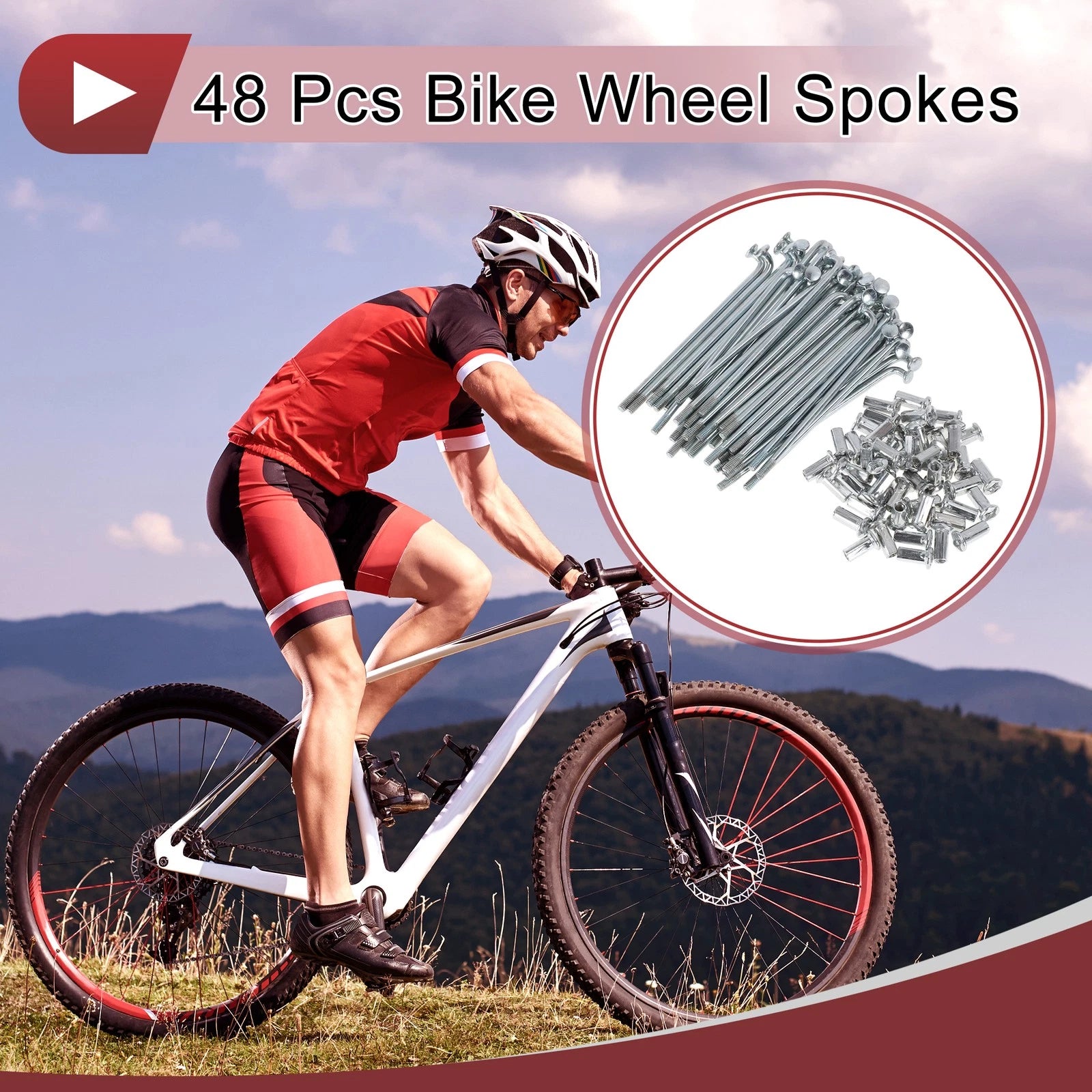 Bike Spokes Replacement Set for 10G Wheels 85mm Carbon Steel Galvanized